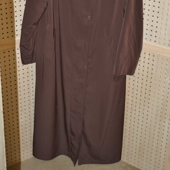 GALLERY Women Brown Water Repellent Two Pocket Trench Coat Size 12 - Picture 4 of 9